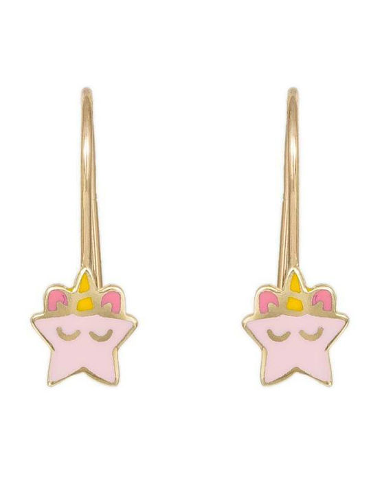 Gold Pendants Kids Earrings Stars 9K