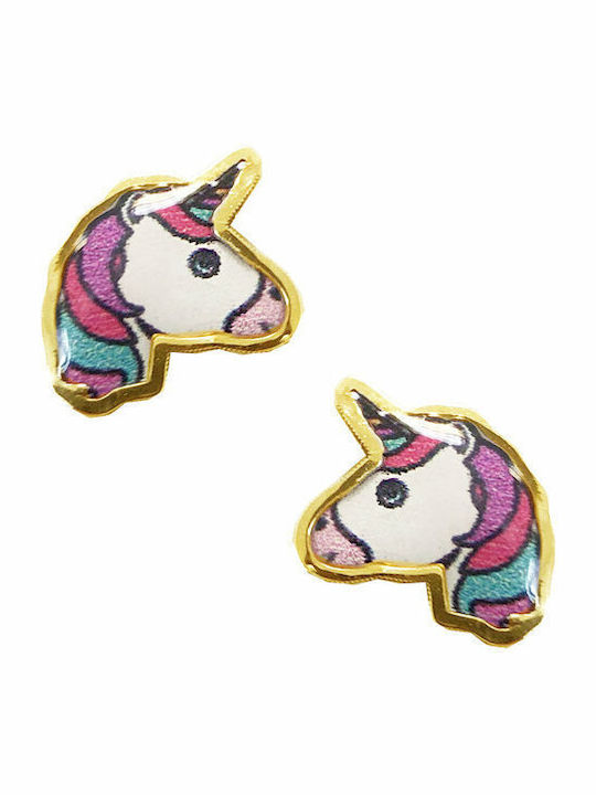 Cercei pentru copii Studs Unicorni din Aur 9K Colorat