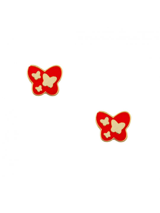 Gold Studs Kids Earrings Butterflies 9K