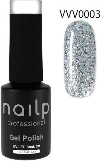 Nailp Professional Nailp Gel Nagellack Soak Off UV LED #vvv003 Gel Nagellack Silber Glitzer mit Glitzer 12ml