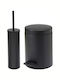 Metallic Toilet Brush and Basket Set 5lt Black