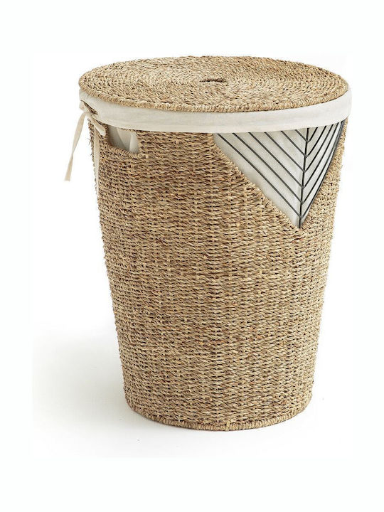 La Redoute Interieurs Tressie Καλάθι Απλύτων Ψάθινο με Καπάκι 45x45x57.5cm Μπεζ