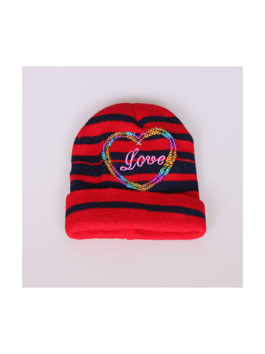 Kids Beanie Knitted Red