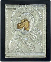 Heiligenikone Gottesmutter mit Kind Silber 13x16cm