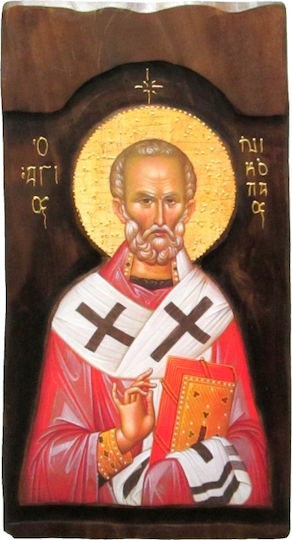 IconsGR Icoană Sfântul Nicolae Lemn 28x52cm K4NIK