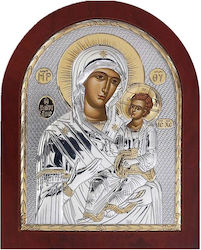 Silver Axion Saint Icon Virgin Mary Holding the Infant Silver 16x19cm ME40-005