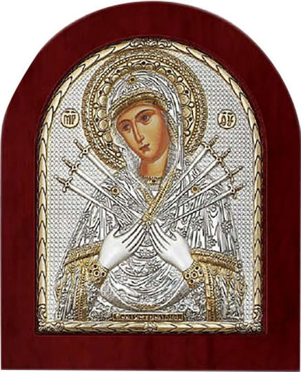 Silver Axion Silver Virgin Mary Holding the Infant Icon 16x16cm M40-152