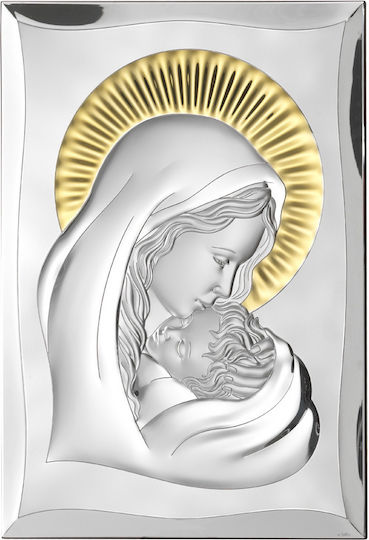 Saint Icon Virgin Mary Holding the Infant Silver 36x50cm