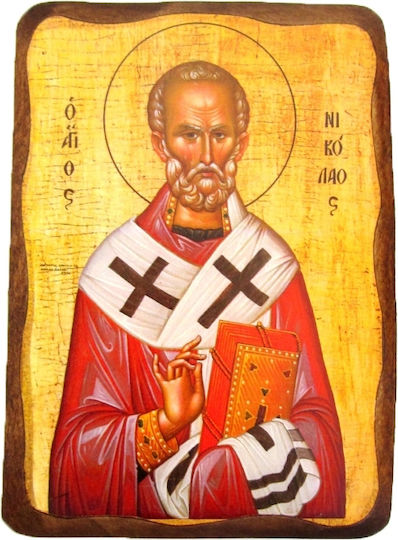 IconsGR Heiligenikone St. Nikolaus Hölzernes 11x15cm 1-3APNIK