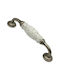 Antik Handgriff Möbelgriff aus Zamak & Metallisch & Porzellan in Silber Farbe 150mm (Zentrenabstand 128mm) 4679-KRAK 1Stück