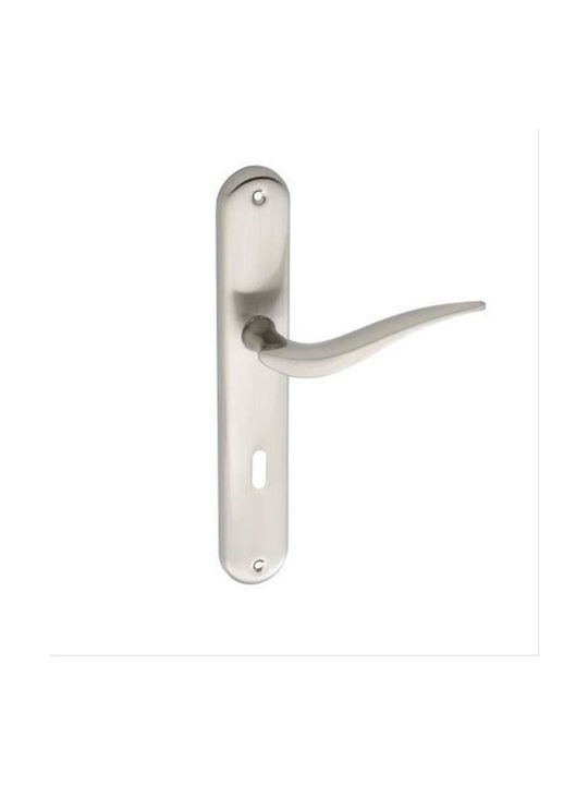 Lever Front Door with Plate Right Ζ-013 Silver