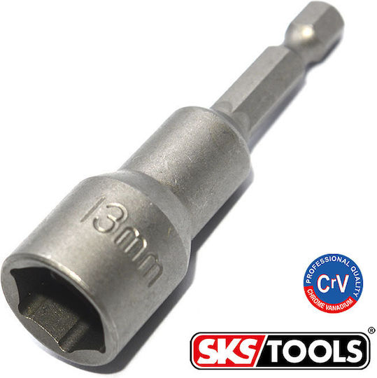 SKS Tools Μαγνητικό Καρυδάκι Εξάγωνο με Καρέ Υποδοχής HEX Διάμετρος 13mm