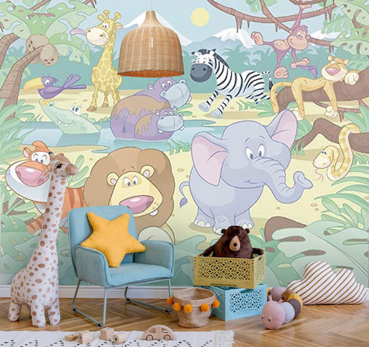 Walltastic Kinder Tapete Papier Jungle Safari B305xH248cm