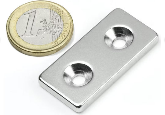 Magnitech Magnet Neodym Rechteckig mit Loch und Anziehungskraft 11kg 1Stück