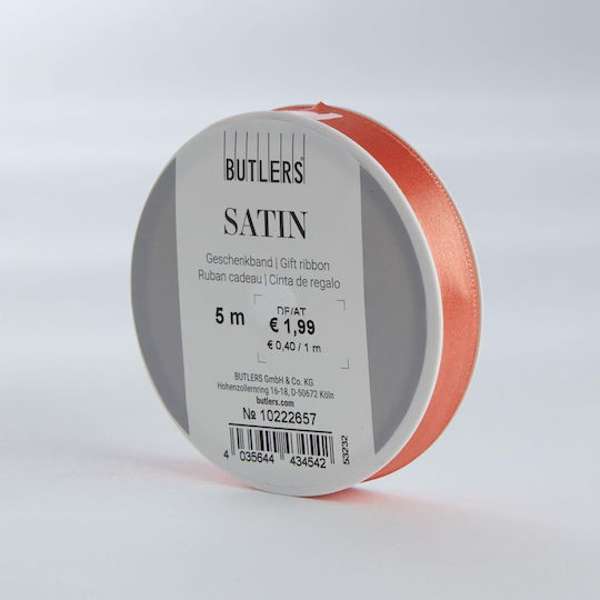 Butlers Satin,σατεν Band Monochrom Rot 5meters mit Breite 15mm
