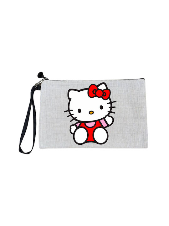 Hello Kitty Fabric Wallet for Girls with Zipper White 39371