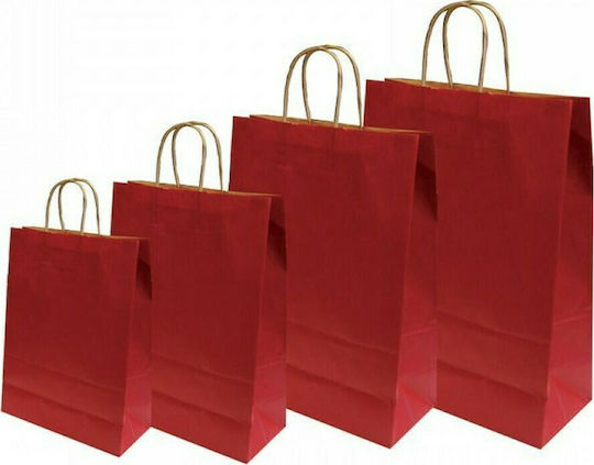 Pungi de Hârtie pentru Ambalare cu Mâner Burgundy 27x22x10cm 25buc