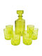 Glass Whiskey Decanter with Stopper & Glasses Green 7pcs