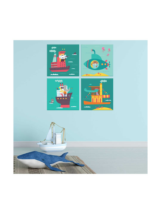 Kids Canvas Wall Painting Set 4pcs 30x30cm