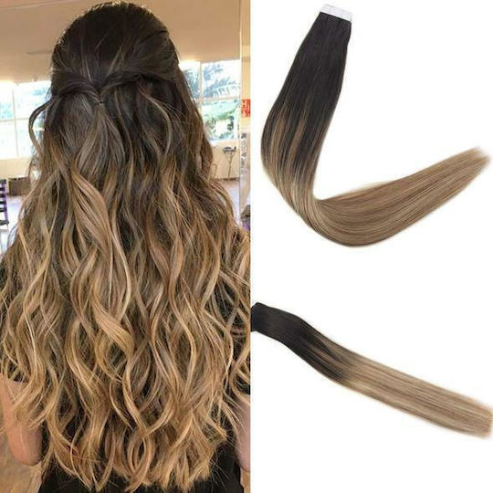 Remy Hair Αυτοκόλλητη Τρέσα με Φυσική Τρίχα Ρεμί σε Σκούρο Ξανθό Χρώμα 1B 55cm No 1b 8 22 4τμχ