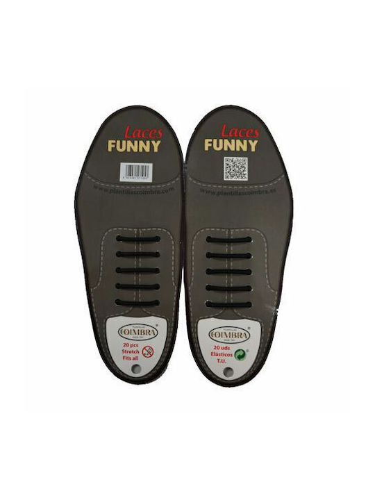 Coimbra Funny Laces Shoelaces Elastic Black 20pcs