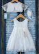 Mak Alb Set de Haine de Botez cu Accesorii pentru păr , Cardigan & Rochie din Dantelă 3buc