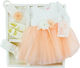 Pugi Orange Baptism Clothing Set with Hair Accessories & Dress made of Tulle 2pcs