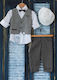 Mak Boys Baptism Suit with Vest Gray
