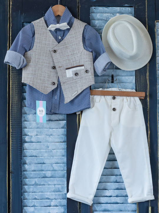 Mak Boys Baptism Suit with Vest Blue