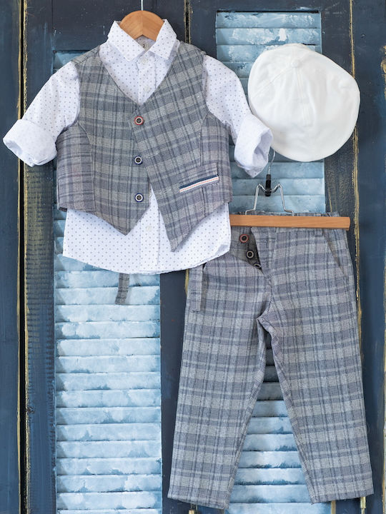 Mak Boys Baptism Suit with Vest Gray
