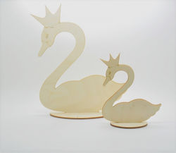 Wood Baptism Decoration Swan 1pcs