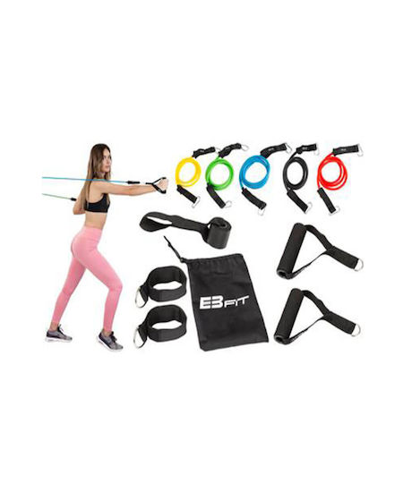 Eb Fit Тръбни Гуми За Фитнес С Дръжки Подредба 5 Бр Многоцветни 1.2м