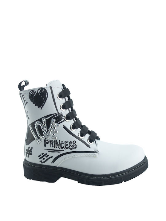 Meridian Kids Military Boots with Lace White