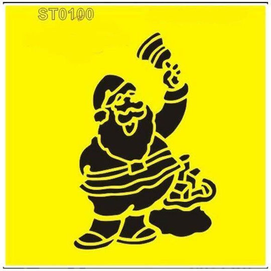 Χριστουγεννιάτικα Stencils για Τοίχο με Σχέδιο Άγιου Βασίλη 16x16εκ.
