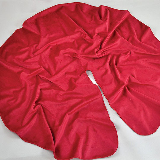 Christmas Tree Skirt Fabric Red with Velvet Texture D90cm.
