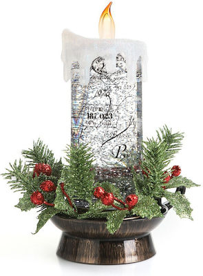 Christmas Green Battery Candle 9cm