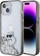 Karl Lagerfeld Liquid Glitter Choupette Umschlag Rückseite Kunststoff Transparent (iPhone 15)