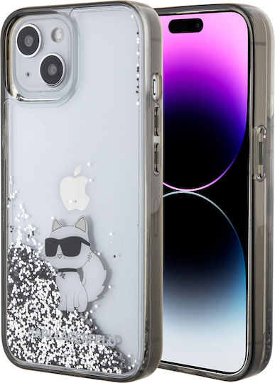 Karl Lagerfeld Liquid Glitter Choupette Umschlag Rückseite Kunststoff Transparent (iPhone 15)