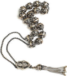Roloi Komboloi Silver Worry Beads with 10 Beads Silver 24cm