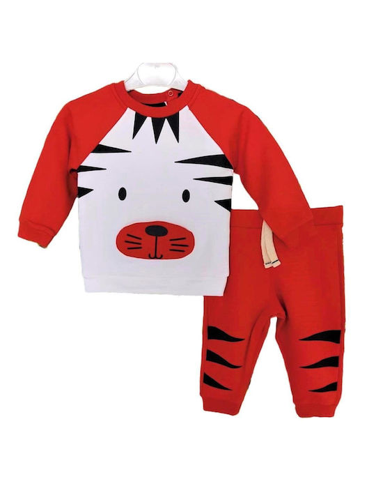 TakTakBaby Kids Sweatpants Set Red 2pcs