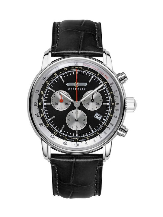 Zeppelin Lz Watch Chronograph Battery with Black Leather Strap