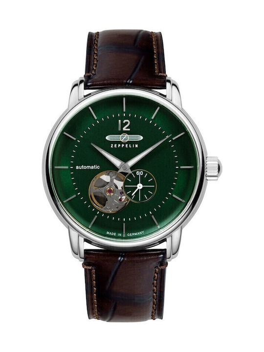 Zeppelin Lz 120 Ανδρικό Ρολόι 40mm Μπαταρίας με Καφέ Δερμάτινο Λουράκι