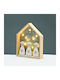 Aca Christmas Illuminated Decorative Wooden House Brown with Electric / Battery 25x20x4.5cm.