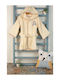 Dimcol Kids Hooded Bathrobe Airplane Ecru