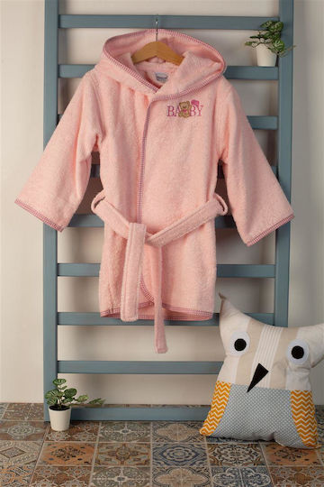 Dimcol Baby Bademantel Kapuzen Baby Bear Pink