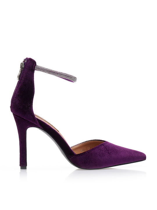 Pumps mit Stiletto-Absatz & Riemchen Lila