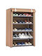 Fabric Shoe Organizer with 5 Shelves Brown 60x30x90cm