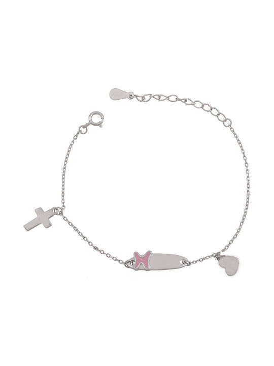 Slevori Kids Silver Chain Bracelet with Cross for Girl