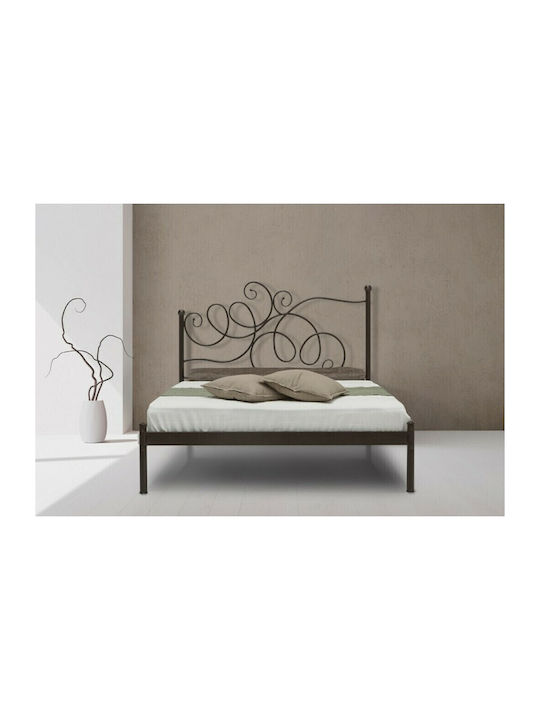 Antigoni Bed Double Metal Brown for Mattress 16...