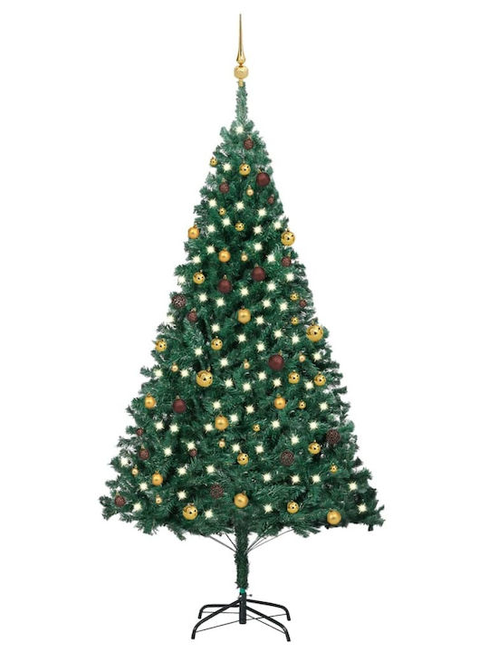 Τεχνητό Christmas Green Tree with Metallic Base and LED Lighting H240cm